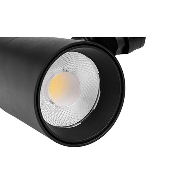 Mat zwarte LED railspot 20W met warm wit licht van 3000K en 1600 lumen voor sfeervolle verlichting Mat zwarte LED railspot 20W met warm wit licht van 3000K en 1600 lumen voor sfeervolle verlichting