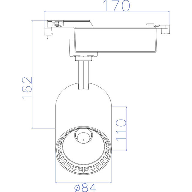 ronde mat zwarte LED spot 18W met natuurlijk wit licht 4200K en 1170 lumen voor binnenverlichting