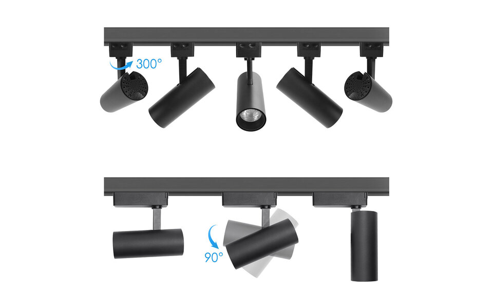 HLW LED LED Track Lighting 10W LED Spot - Cool White 6000K Daylight White, Adjustable, Black