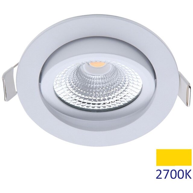 Ronde inbouw LED spot 5W dimbaar met warm wit licht 2700K en waterdichte behuizing