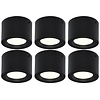 LED Downlight 6 Pack 5W Opbouw - Natuurlijk Wit Mat Zwart