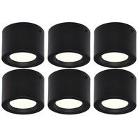 LED Downlight 6 Pack 5W Opbouw - Natuurlijk Wit Mat Zwart