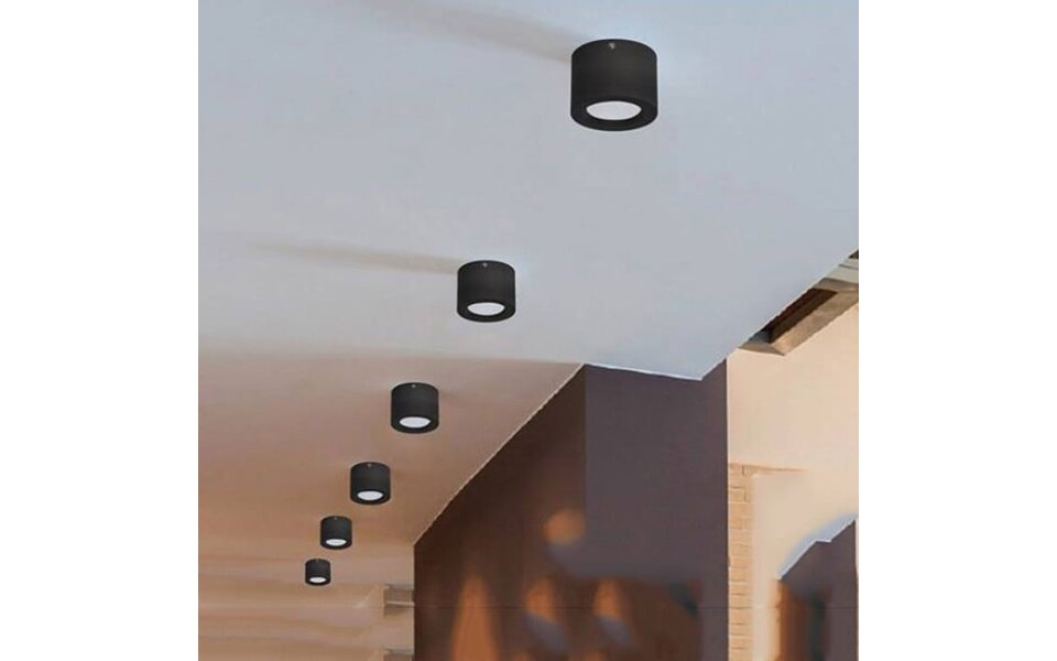 HLW LED LED Downlight 6 Pack 5W - Surface Mount LED Lamp Round Ø105mm Natural White