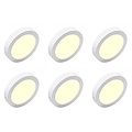 Surface-Mounted LED Downlight 6 Pack 12W - Warm White 2700K–3000K, Matte White Aluminum Ø170mm