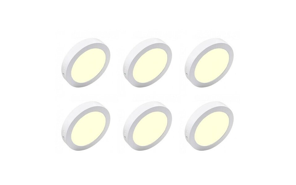 HLW LED Opbouw LED Downlight 6 Pack 12W - Warm Wit 2700K–3000K, Mat Wit Aluminium Ø170mm HLW LED Opbouw LED Downlight 6 Pack 12W - Warm Wit 2700K–3000K, Mat Wit Aluminium Ø170mm