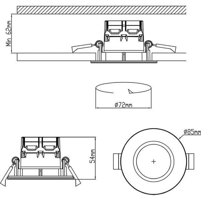 HLW LED Recessed LED Downlight 5W - Dimmable, Waterproof IP65, Warm White 2700K–3000K