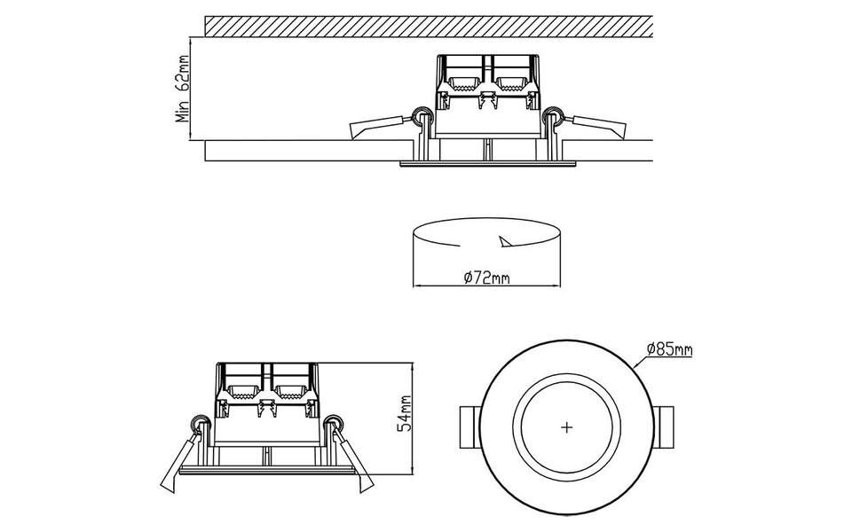 HLW LED Recessed LED Downlight 5W - Dimmable, Waterproof IP65, Warm White 2700K–3000K