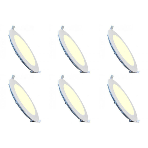 HLW LED LED Downlight Slim 6 Pack - Inbouw Rond 6W LED, Warm Wit 2700K, Mat Wit Aluminium Ø120mm HLW LED LED Downlight Slim 6 Pack - Inbouw Rond 6W LED, Warm Wit 2700K, Mat Wit Aluminium Ø120mm