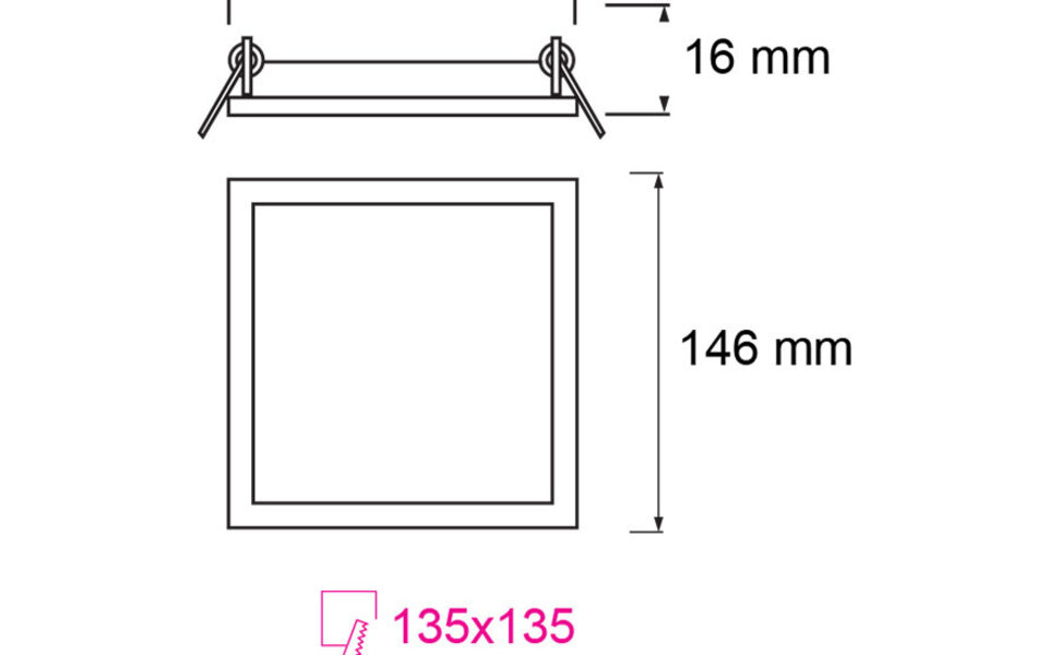 HLW LED Recessed LED Downlight Slim 2 Pack - 9W LED Lamp, Cool White 6000K, Square