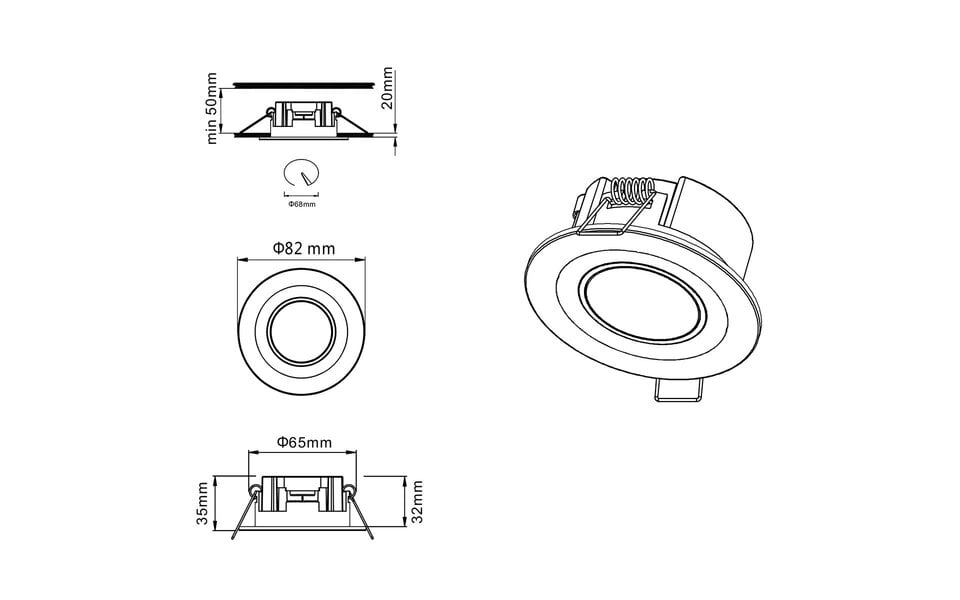 HLW LED LED Spot Recessed LED Downlight 5W Warm White 3000K - Round Matte White Ø80mm HLW LED LED Spot Recessed LED Downlight 5W Warm White 3000K - Round Matte White Ø80mm