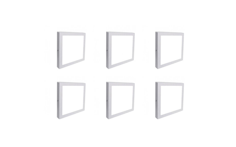 HLW LED LED Downlight 6 Pack - Opbouw Vierkant 18W LED lamp, Helder Koud Wit 6000K