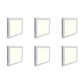 LED Downlight 6 Pack - Surface-mounted square 12W LED lamp, natural white 4200K 170mm
