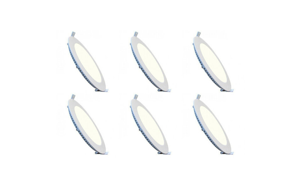 HLW LED LED Downlight Slim 6 Pack - Inbouw Rond Ø120mm 6W LED lamp Natuurlijk Wit