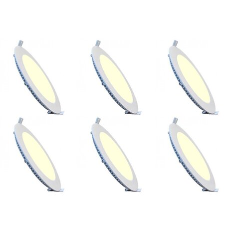 LED Downlight Slim 6 Pack - Inbouw Rond 15W LED Lamp Warm Wit 2700K LED Downlight Slim 6 Pack - Inbouw Rond 15W LED Lamp Warm Wit 2700K