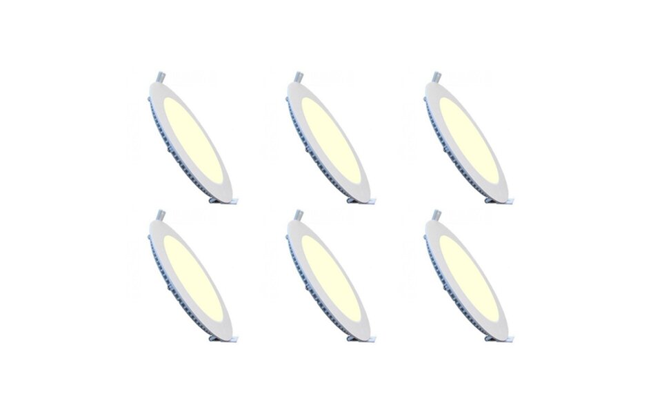 HLW LED LED Downlight Slim 6 Pack - Recessed Round 15W LED Lamp Warm White 2700K