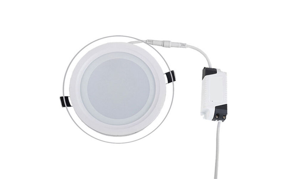 HLW LED Recessed LED Downlight Slim 15W - Warm White 2700K–3000K, Ø200mm, Matte White Glass