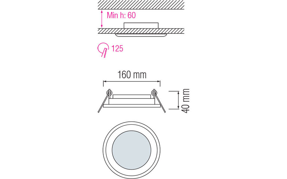 HLW LED LED Downlight Slim 12W - Recessed Round Warm White 2700K–3000K - Ø160mm HLW LED LED Downlight Slim 12W - Recessed Round Warm White 2700K–3000K - Ø160mm