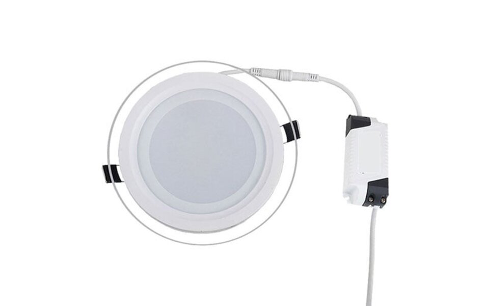 HLW LED LED Downlight Slim Recessed Round 12W - Natural White 4200K - Matt White Glass Ø160mm