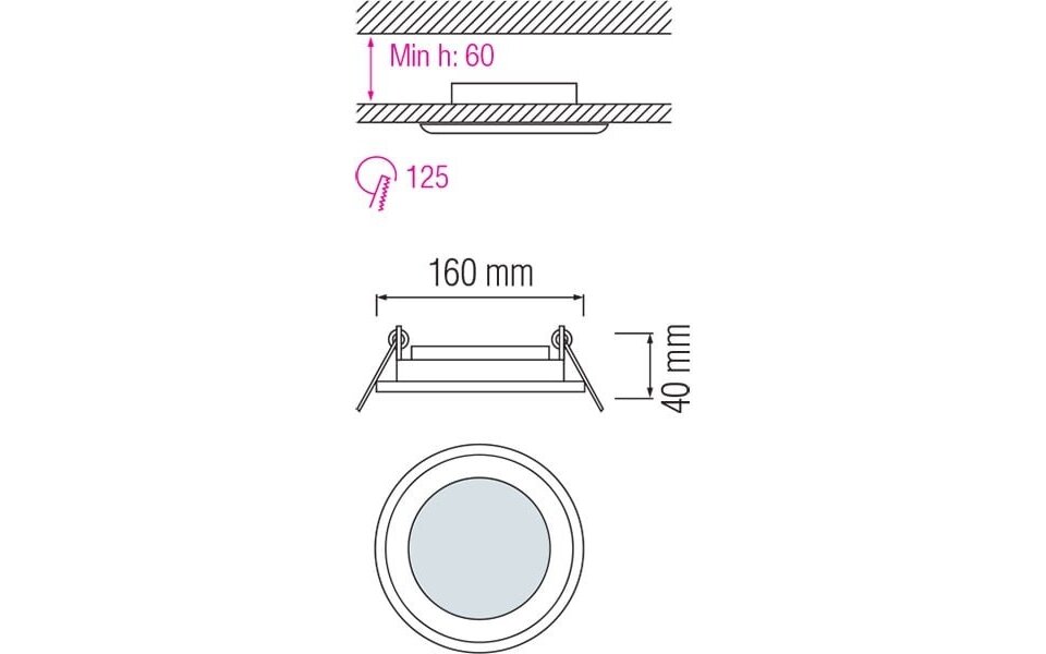 HLW LED LED Downlight Slim Recessed Round 12W - Natural White 4200K - Matt White Glass Ø160mm