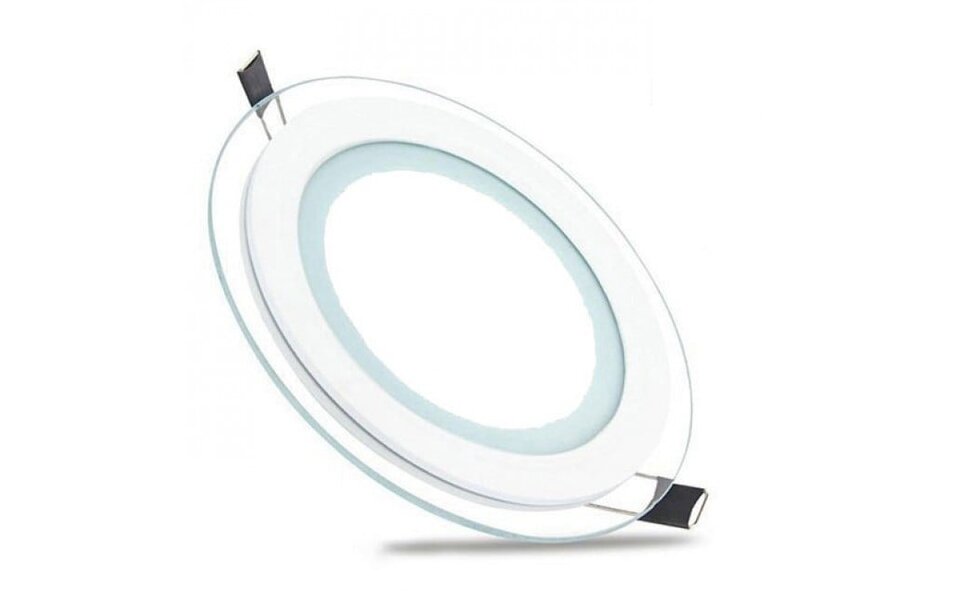 HLW LED LED Downlight Slim 12W - Recessed Round LED Lamp Cool White 6400K - Ø160mm Matte White Glass