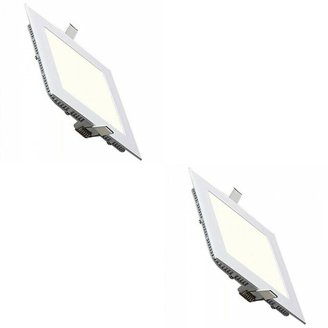 LED Downlight Slim 2 Pack - Inbouw Vierkant 3W Natuurlijk Wit Binnenverlichting
