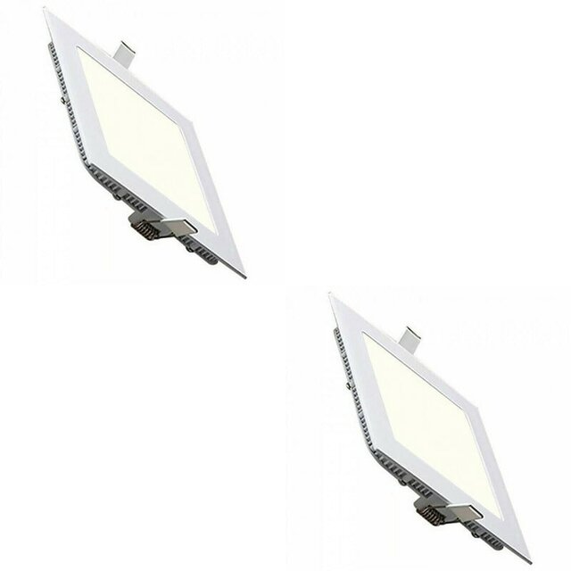 LED Downlight Slim 2 Pack - Inbouw Vierkant 6W LED Lamp Natuurlijk Wit Binnenverlichting