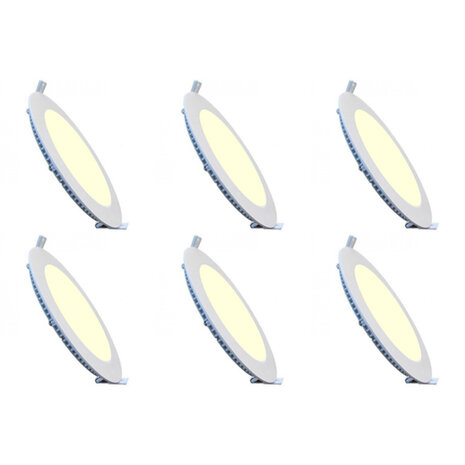 LED Downlight Slim 6 Pack - Inbouw 9W LED Lamp Warm Wit 2700K - Mat Wit Aluminium LED Downlight Slim 6 Pack - Inbouw 9W LED Lamp Warm Wit 2700K - Mat Wit Aluminium