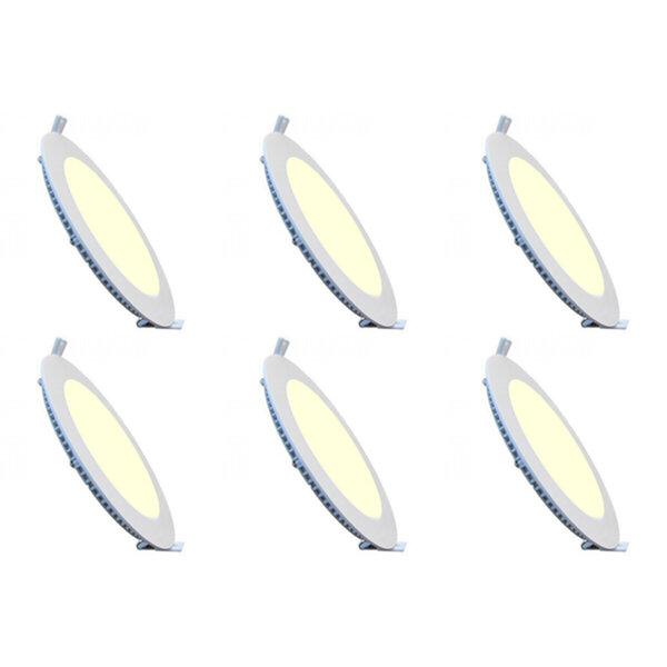 HLW LED LED Downlight Slim 6 Pack - Inbouw 9W LED Lamp Warm Wit 2700K - Mat Wit Aluminium HLW LED LED Downlight Slim 6 Pack - Inbouw 9W LED Lamp Warm Wit 2700K - Mat Wit Aluminium