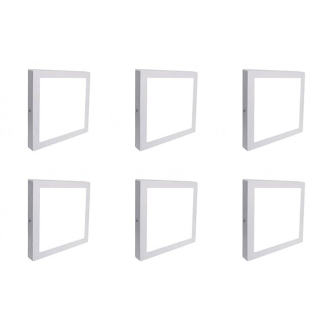 LED Downlight 6 Pack - Opbouw Vierkant 12W Koud Wit 6000K Binnenverlichting