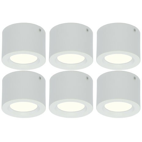 LED Downlight 6 Pack - Opbouw Rond Hoog 5W LED Lamp Natuurlijk Wit 4200K Ø105mm LED Downlight 6 Pack - Opbouw Rond Hoog 5W LED Lamp Natuurlijk Wit 4200K Ø105mm