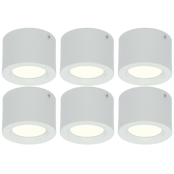 HLW LED LED Downlight 6 Pack - Opbouw Rond Hoog 5W LED Lamp Natuurlijk Wit 4200K Ø105mm HLW LED LED Downlight 6 Pack - Opbouw Rond Hoog 5W LED Lamp Natuurlijk Wit 4200K Ø105mm