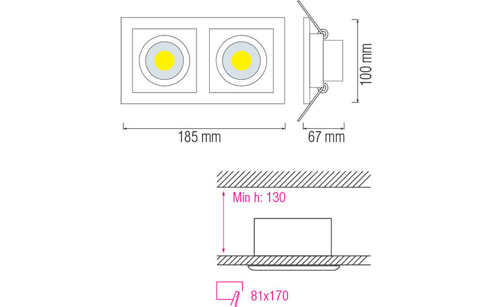 HLW LED Inbouw LED Spot 16W Warm Wit 2700K - Beam Angle Verstelbaar, Mat Wit Aluminium