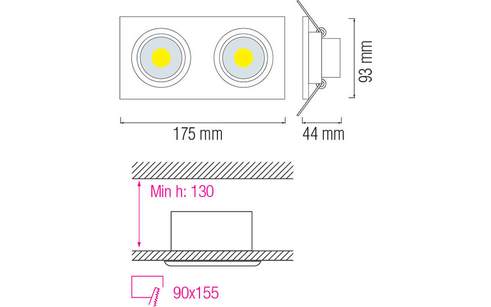 HLW LED LED Spot - Recessed LED Downlight 10W, Adjustable Beam Angle, Cool White 6000K