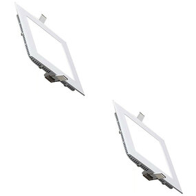 LED Downlight Slim 2 Pack - Inbouw Vierkant 3W Koud Wit 6000K LED Downlight Slim 2 Pack - Inbouw Vierkant 3W Koud Wit 6000K