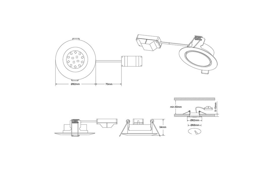 HLW LED Trion Roluno Inbouw LED Downlight 5W LED Spot Warm Wit 3000K Ø80 Mat Chroom HLW LED Trion Roluno Inbouw LED Downlight 5W LED Spot Warm Wit 3000K Ø80 Mat Chroom