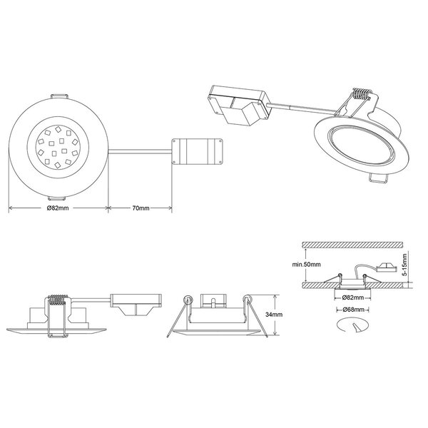 HLW LED Trion Roluno Inbouw LED Downlight 5W LED Spot Warm Wit 3000K Ø80 Mat Chroom HLW LED Trion Roluno Inbouw LED Downlight 5W LED Spot Warm Wit 3000K Ø80 Mat Chroom