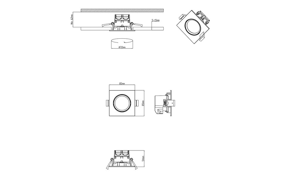 HLW LED Recessed LED Spot 5W Dimmable Warm White 2700K–3000K | LED Lamp Downlight