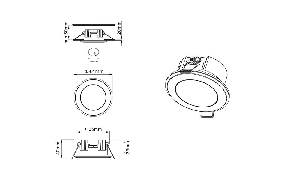 HLW LED LED Spot Inbouw LED Downlight 5W Warm Wit 2700K–3000K - Mat Chroom