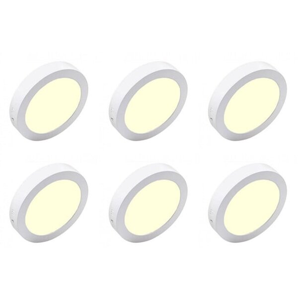 HLW LED LED Downlight 6 Pack - Opbouw Rond 18W Warm Wit 2700K–3000K Ø225mm HLW LED LED Downlight 6 Pack - Opbouw Rond 18W Warm Wit 2700K–3000K Ø225mm