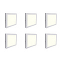 Opbouw LED Downlight 6 Pack 18W - Vierkant, Natuurlijk Wit 4200K, Mat Wit Aluminium