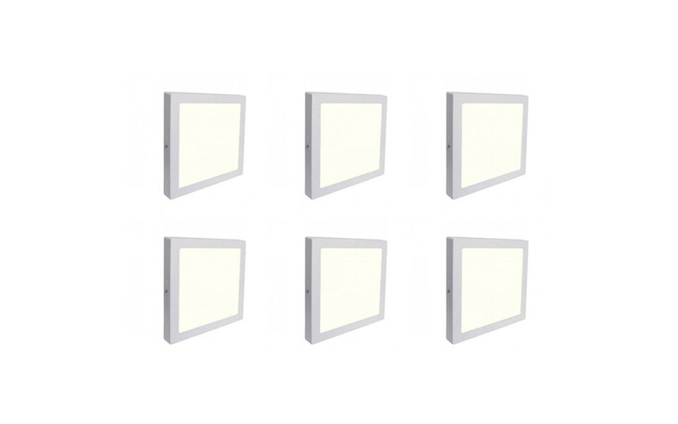 HLW LED Opbouw LED Downlight 6 Pack 18W - Vierkant, Natuurlijk Wit 4200K, Mat Wit Aluminium