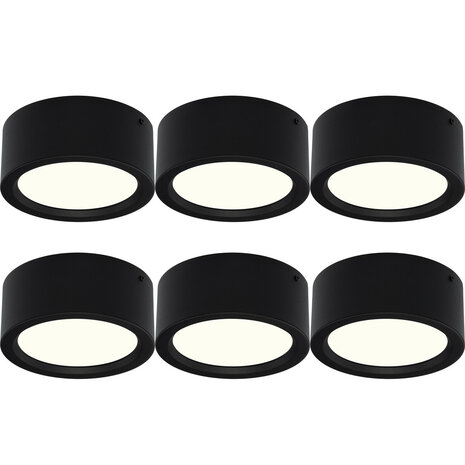 LED Downlight 6 Pack 15W - Opbouw Rond Mat Zwart Aluminium Ø180mm LED Downlight 6 Pack 15W - Opbouw Rond Mat Zwart Aluminium Ø180mm