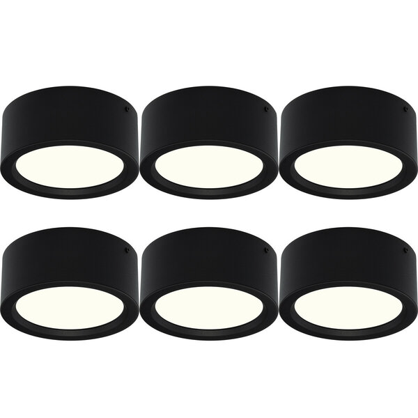 HLW LED LED Downlight 6 Pack 15W - Opbouw Rond Mat Zwart Aluminium Ø180mm HLW LED LED Downlight 6 Pack 15W - Opbouw Rond Mat Zwart Aluminium Ø180mm