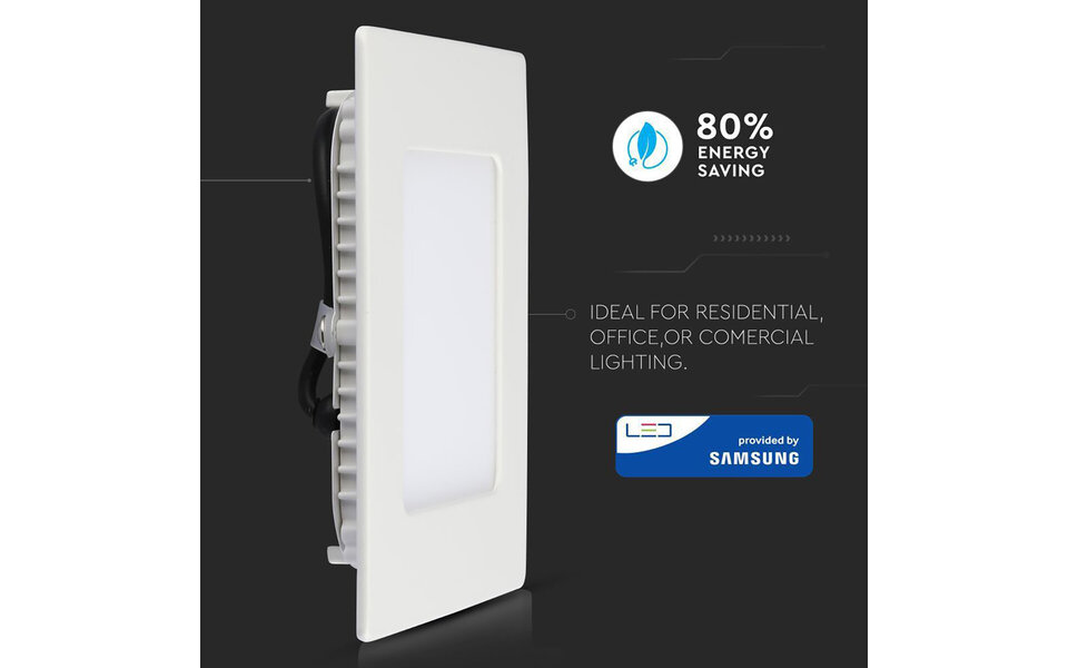 HLW LED LED Downlight Slim Viron Dunson 24W Inbouw Vierkant Warm Wit 2700K–3000K