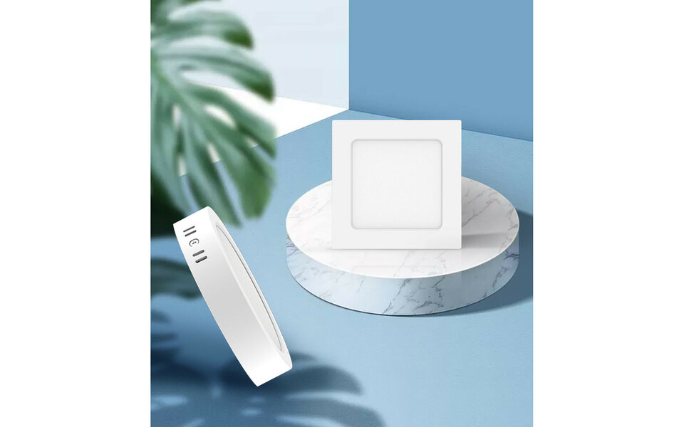 HLW LED LED Downlight Pro Opbouw 18W - Warm Wit 2700K–3000K, Mat Wit, Vierkant