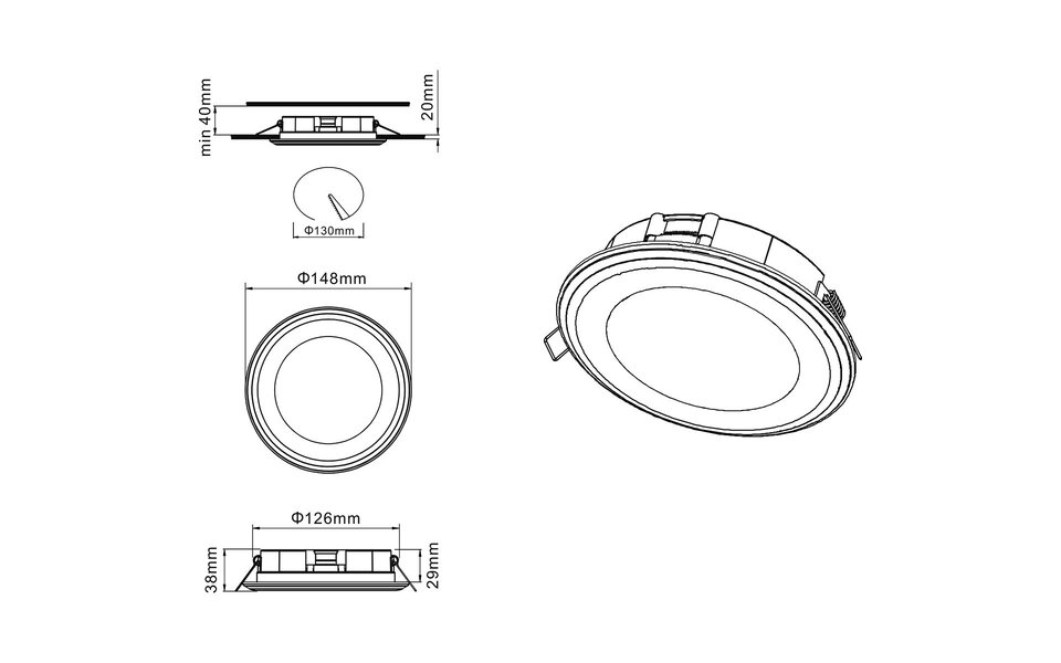 HLW LED Trion Auran Recessed LED Downlight 10W - Warm White 2700K–3000K, Matte Black HLW LED Trion Auran Recessed LED Downlight 10W - Warm White 2700K–3000K, Matte Black