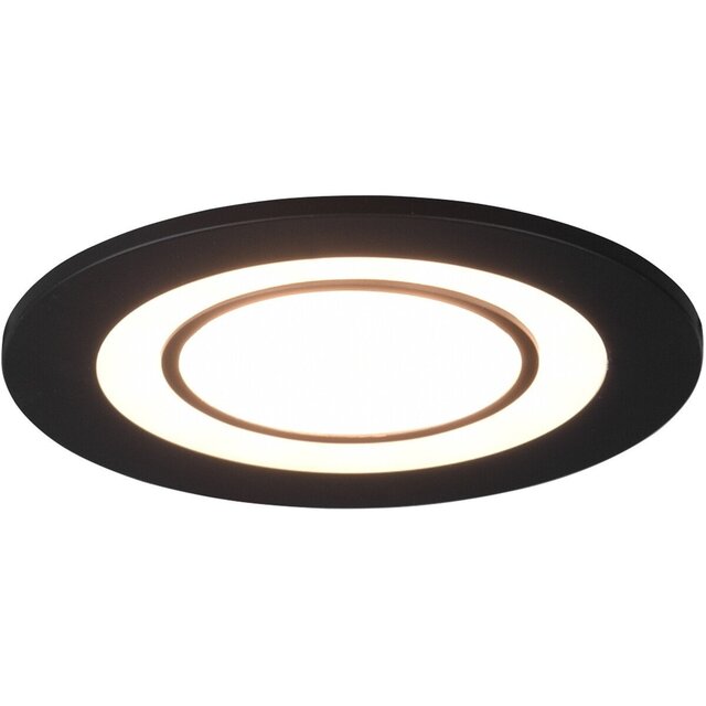 Ronde mat zwarte inbouw LED spot 5W warm wit 3000K met 450 lumen lichtopbrengst