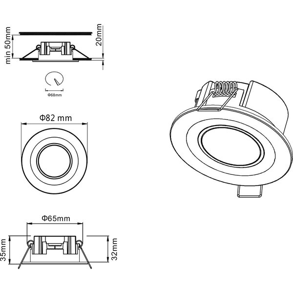 HLW LED LED Spot - Inbouw LED Downlight 5W Warm Wit 2700K–3000K Rond Mat Zwart HLW LED LED Spot - Inbouw LED Downlight 5W Warm Wit 2700K–3000K Rond Mat Zwart