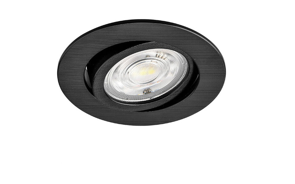 HLW LED Brinton Dimmable LED Spotlight 7W - Recessed LED Downlight Warm White 2700-3000K Black