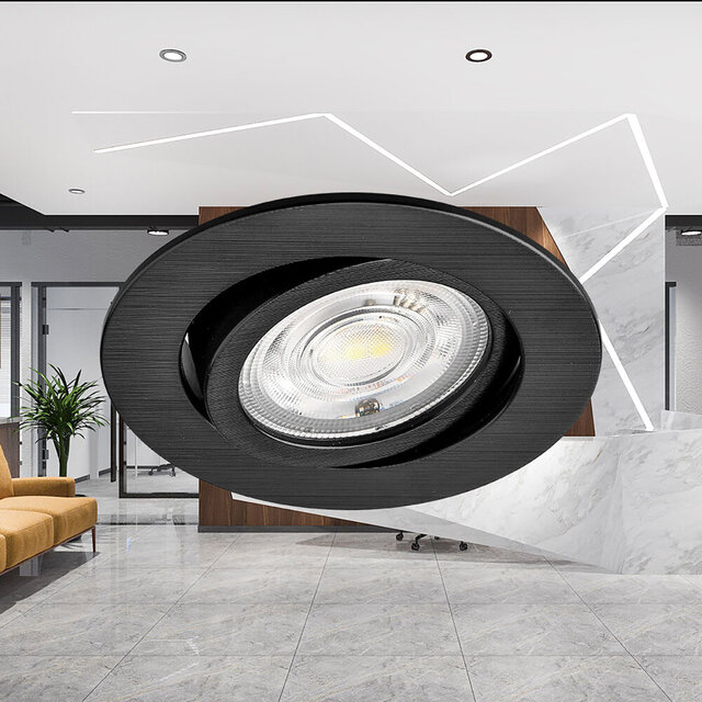 HLW LED Brinton Dimmable LED Spotlight 7W - Recessed LED Downlight Warm White 2700-3000K Black
